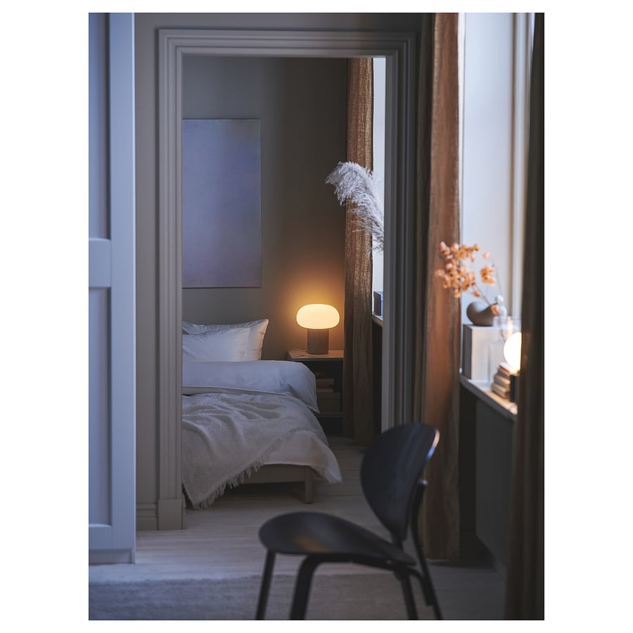 DEJSA Table lamp, beige / opal white glass, 28cm