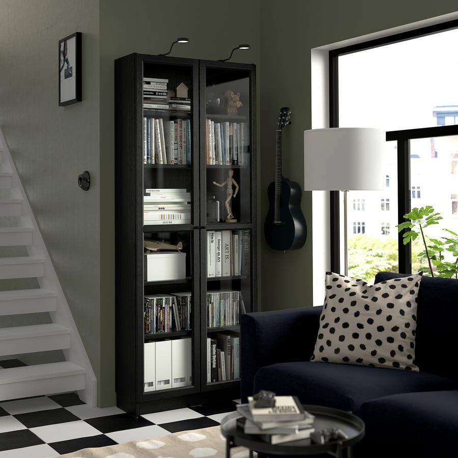 [PRE-ORDER] BILLY / OXBERG Bookcase with glass doors, 80x30x202 cm