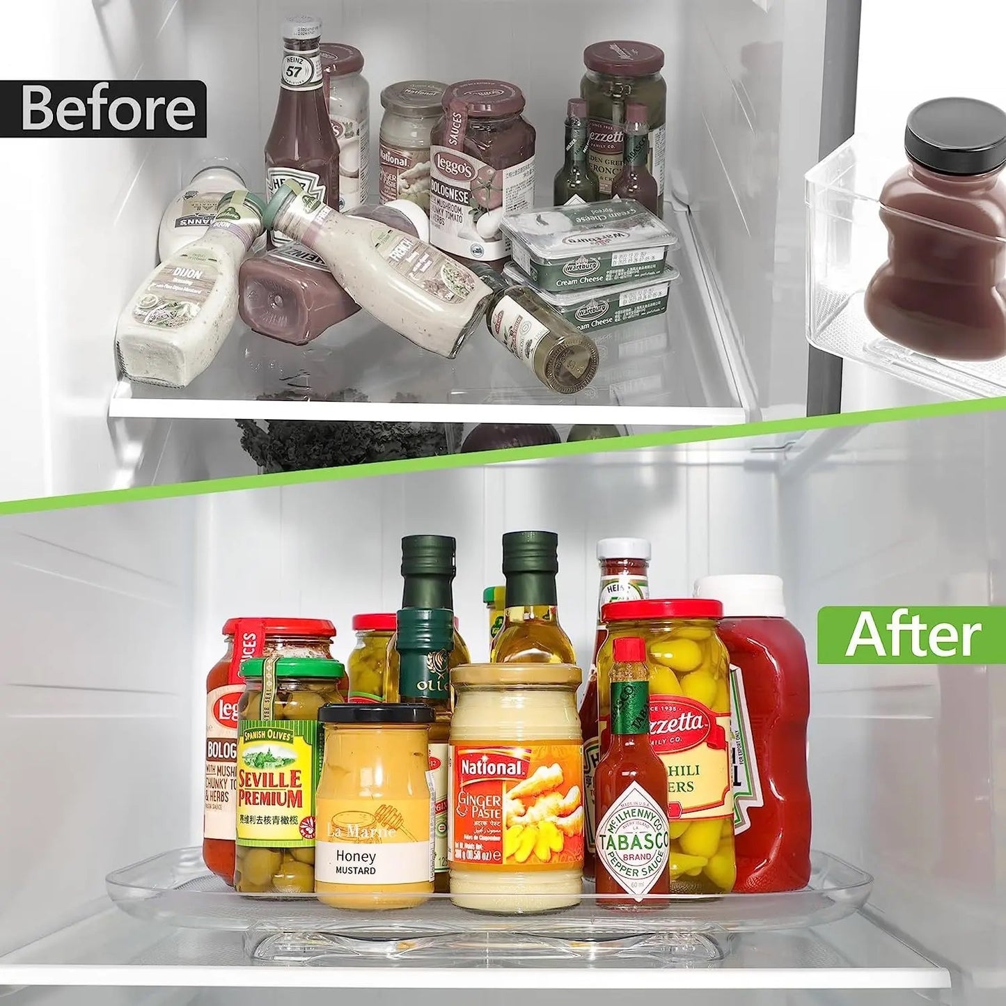 RANGÍN Clear Turntable Fridge Organiser, 39.8 x 29.8 cm