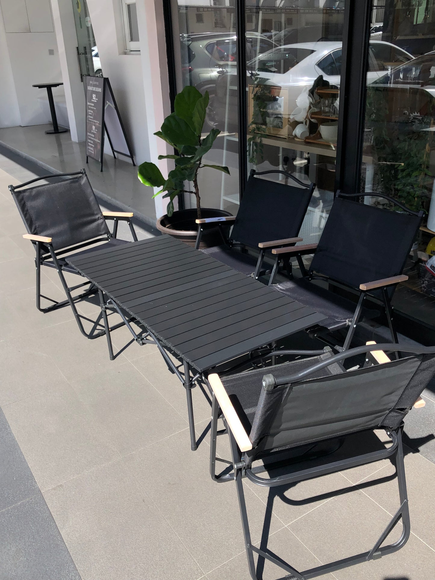 Healing Black Outdoor Foldable Camping SET A - 4 Chairs & 1 Table