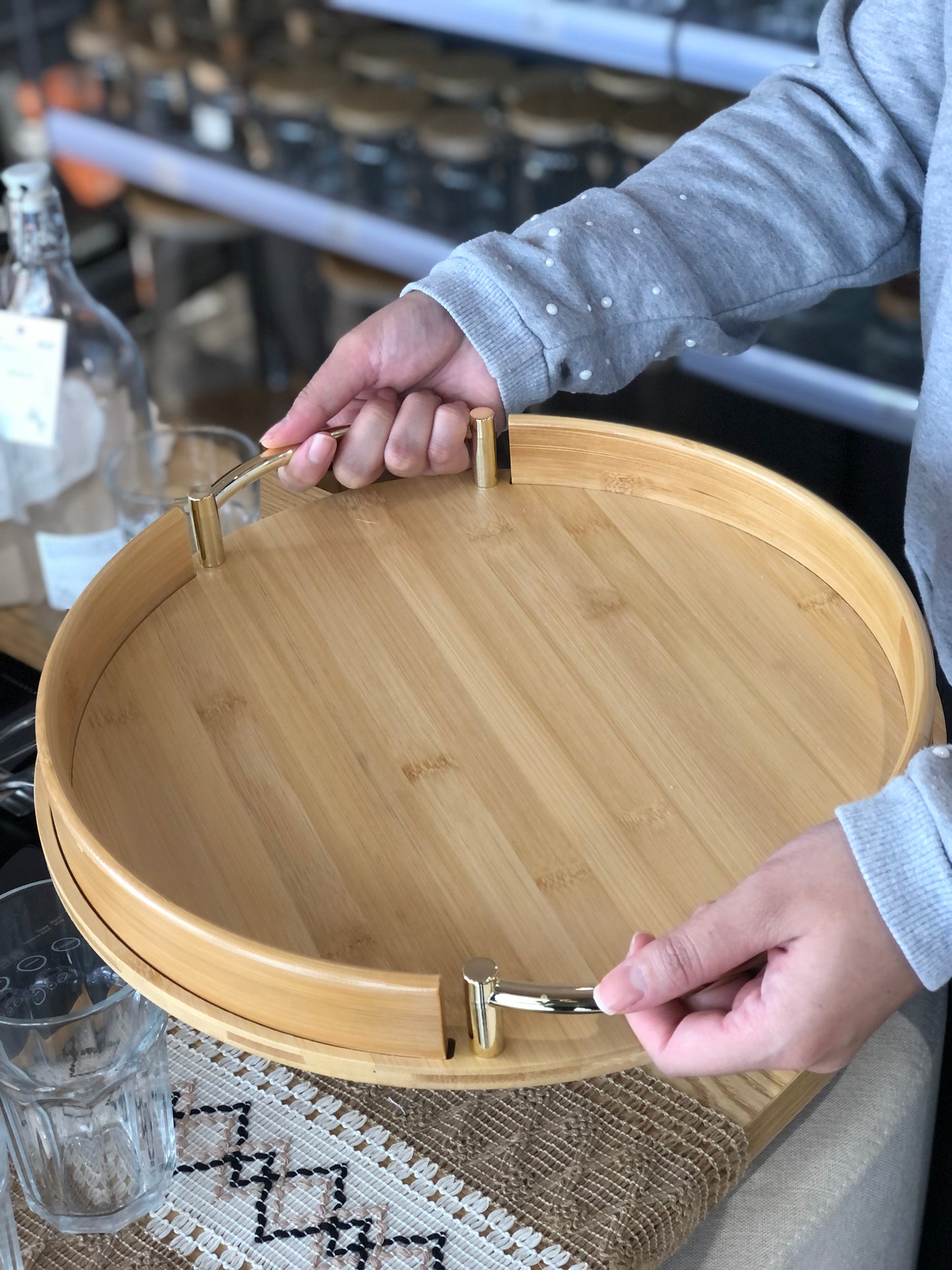 KÜTILAPAM Wooden tray, bamboo, 39.5cm