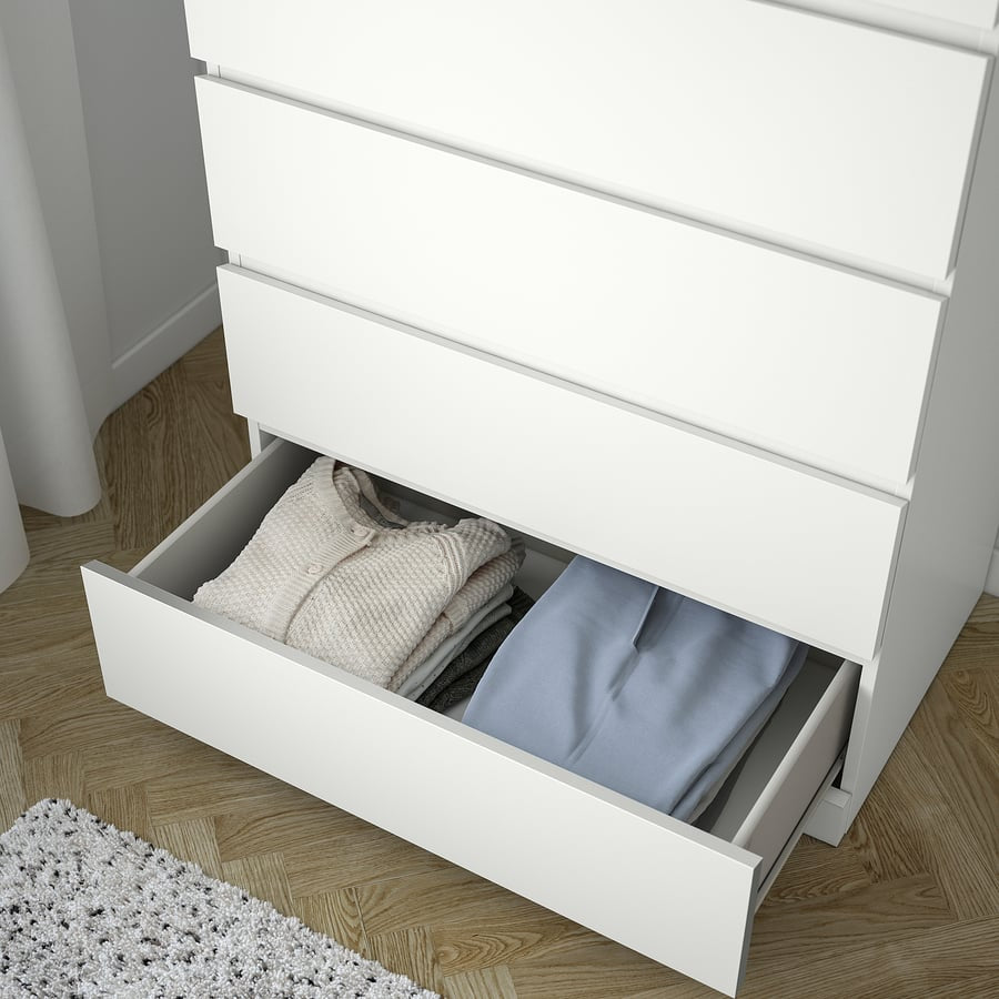 MALM Chest of 6 drawers, white, 80x123cm
