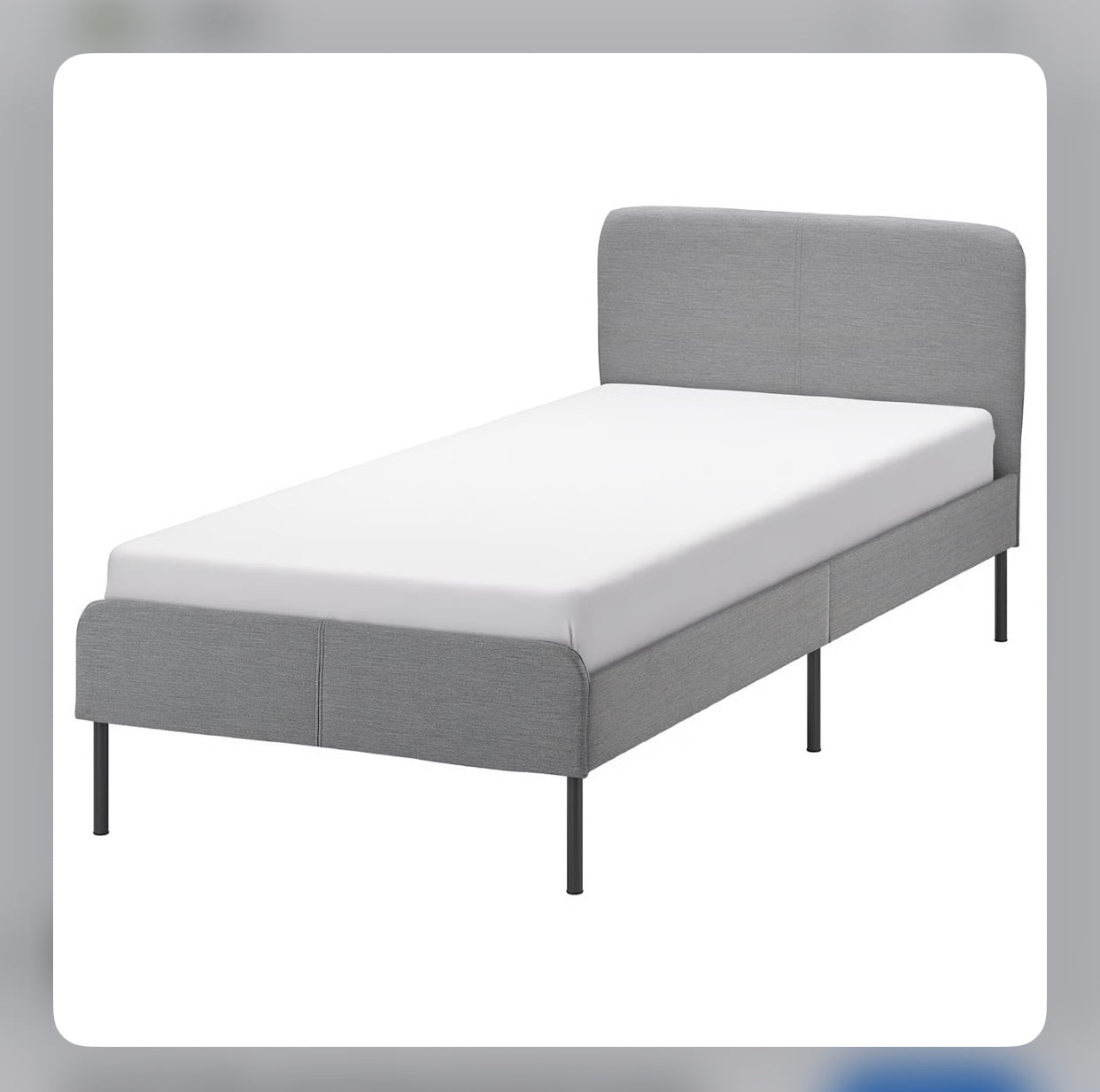 IKEA SLATTUM Upholstered bed frame, Knisa light gray, 90x200
