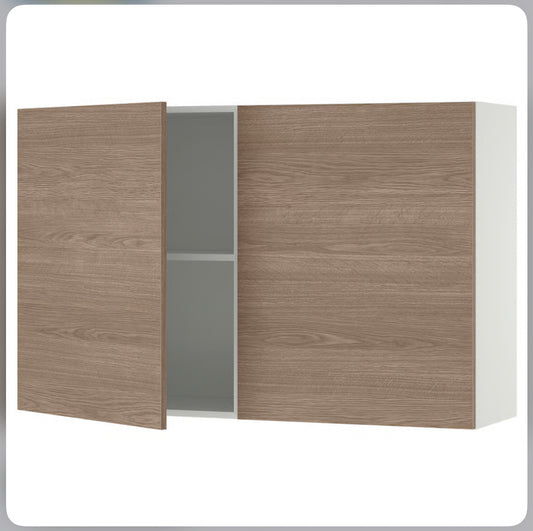 IKEA KNOXHULT Wall cabinet with doors, wood effect/grey