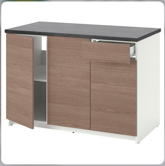 IKEA KNOXHULT Base cabinet with doors, wood effect/grey