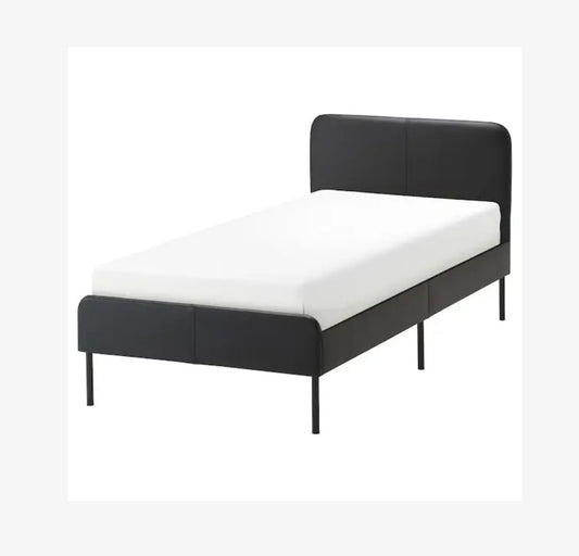 IKEA SLATTUM Upholstered bed frame, Vissle dark grey, 90x200
