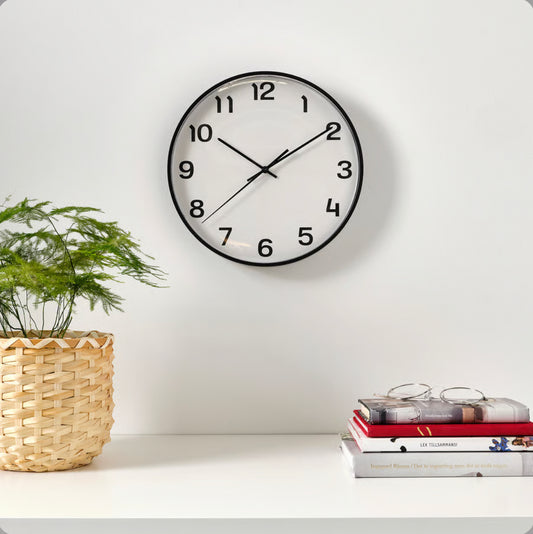 IKEA PLUTTIS Wall clock, black, 28 cm