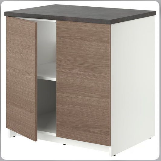 IKEA KNOXHULT Base cabinet with doors, wood effect/grey