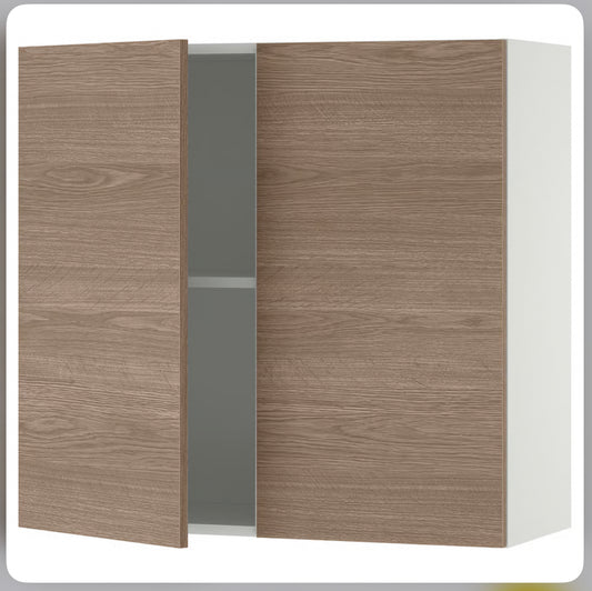 IKEA KNOXHULT Wall cabinet with doors, wood effect/grey