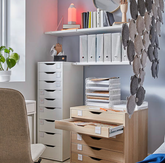 IKEA ALEX Drawer unit with 9 drawers, white, 36x116 cm