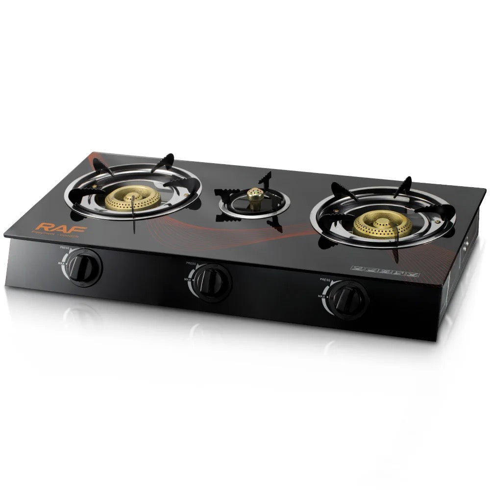 RAF Portable Cooking Gas Stove, 3 Burners, 63x36x8cm