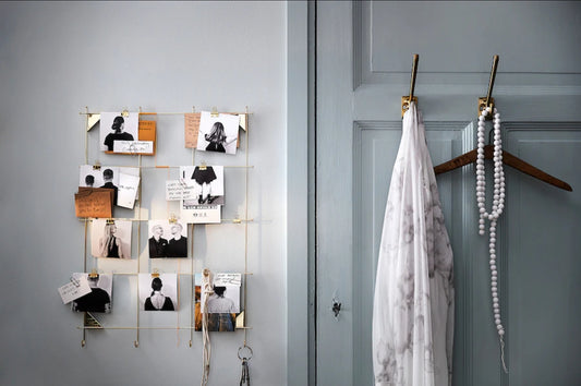 MYRHEDEN
Memo board with clips, brass-colour