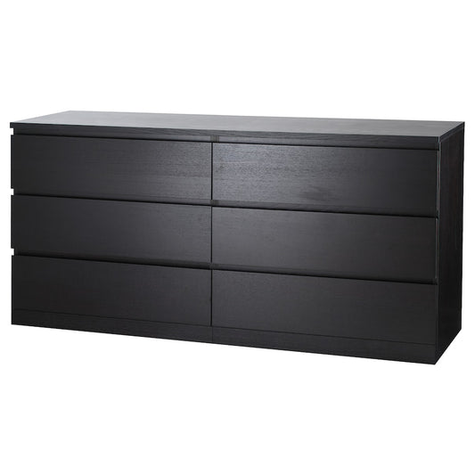 IKEA MALM Chest of 6 drawers, black-brown, 160x78 cm