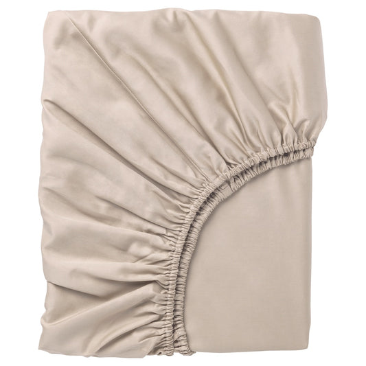 IKEA NATTJASMIN Fitted sheet, light beige, 180x200 cm