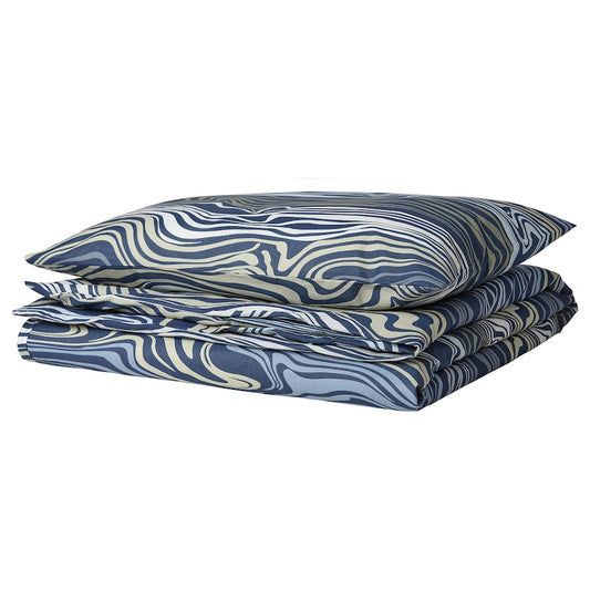 IKEA KLIPPNEJLIKA Duvet cover and pillowcase, blue/multicolour, 150x200/50x80 cm