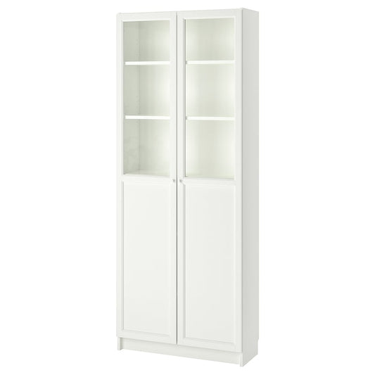 IKEA BILLY OXBERG Bookcase with panel/glass doors, white, 80x30x202 cm