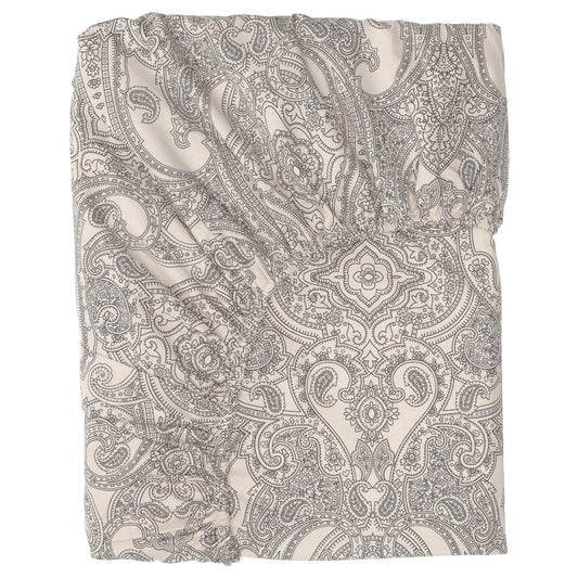 IKEA JÄTTEVALLMO Fitted sheet, beige/dark grey, 90x200 cm