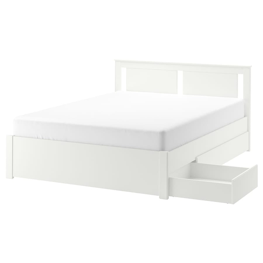 [pre-order] IKEA SONGESAND Bed frame with 2 storage boxes, white/Luröy, 150x200 cm
