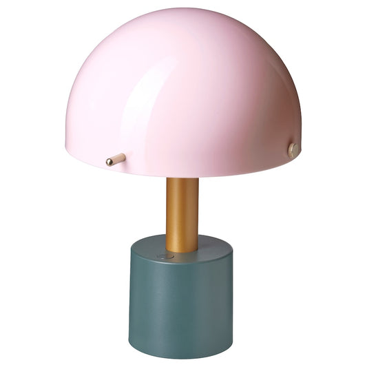 IKEA NÖDMAST LED portable lamp, battery operated, light pink/dark grey-green, 26 cm