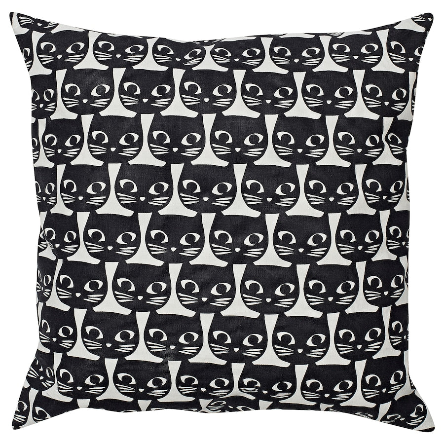 IKEA GERDIE Cushion, white/black cat, 40x40 cm