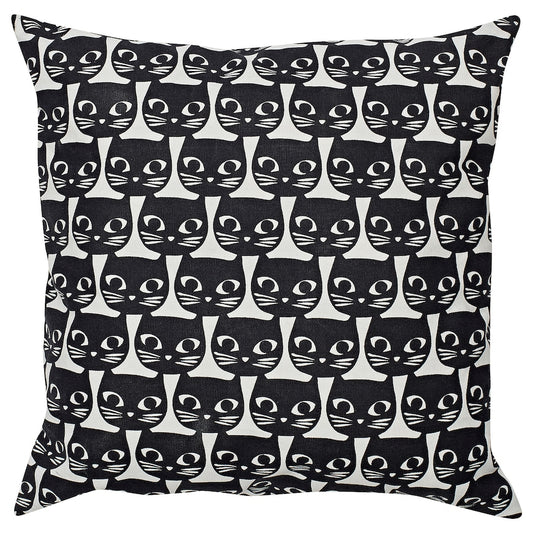 IKEA GERDIE Cushion, white/black cat, 40x40 cm