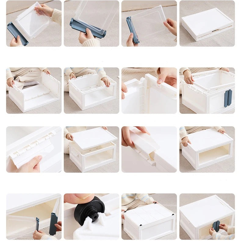 RANGÍN Stackable Storage box with 2 doors, white handle and wheels, 52 x 36 x 30 cm