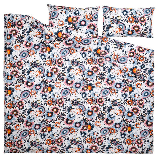 IKEA HÖNSGULLÖRT Duvet cover and 2 pillowcases, floral pattern/multicolour, 240x220/50x80 cm