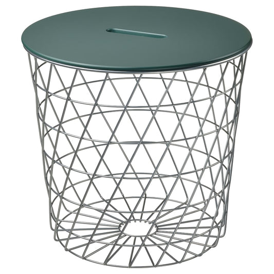 KVISTBRO Storage table, silver-colour/dark grey-green, 44 cm