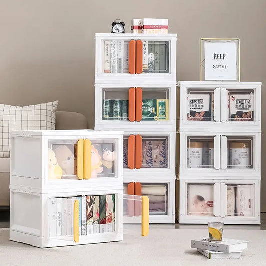 RANGÍN Stackable Storage box with 2 doors, white handle and wheels, 52 x 36 x 30 cm