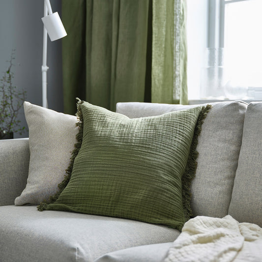 IKEA VALLKRASSING Cushion cover, grey-green, 50x50 cm
