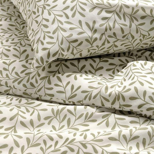 IKEA SORGMANTEL Duvet cover and 2 pillowcases, white/green, 200x200/50x80 cm