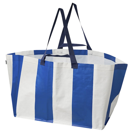 IKEA SÄCKKÄRRA Carrier bag, white/blue, 37x57x39 cm/71 l