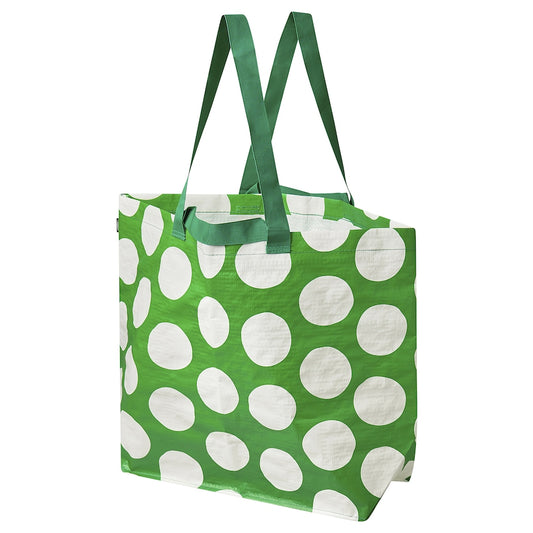 IKEA SÄCKKÄRRA Carrier bag, white/green, 18x45x45 cm/36 l