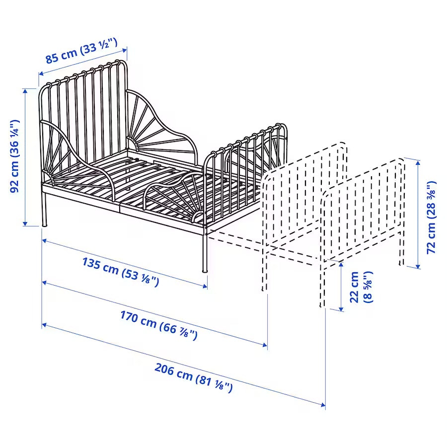 [pre-order] MINNEN Ext bed frame with slatted bed base, 80x200 cm