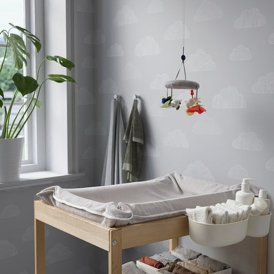SKÖTSAM Cover for babycare mat, grey, 83 x 55cm