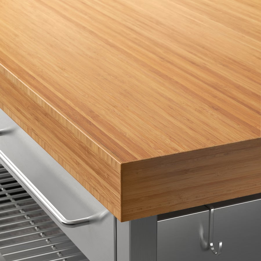 RIMFORSA Work bench, stainless steel/bamboo, 120x63.5x92 cm