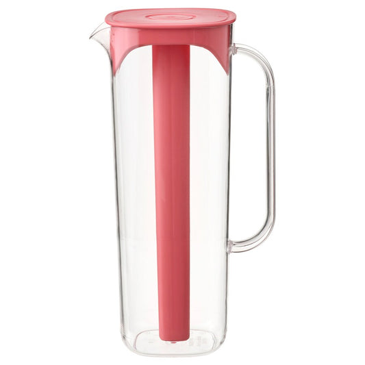 MOPPA Jug with lid, pink/transparent, 1.7 l