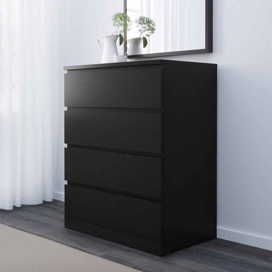 MALM Chest of 4 drawers, black-brown, 80x100 cm