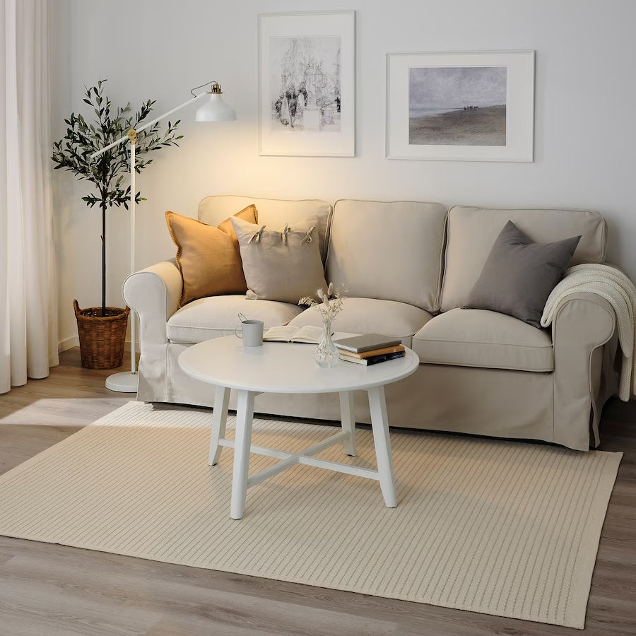 STARREKLINTE Rug, flatwoven, natural/light green, 155x220 cm