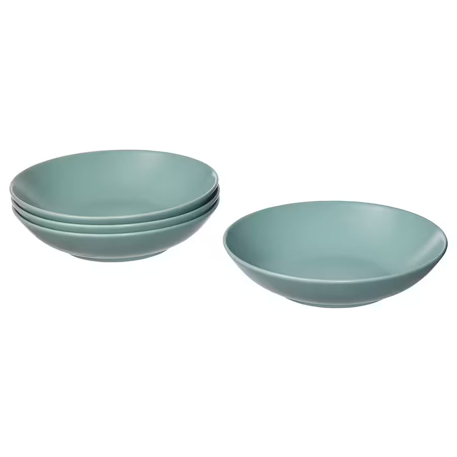 FÄRGKLAR Deep plate, matt light turquoise, 23 cm