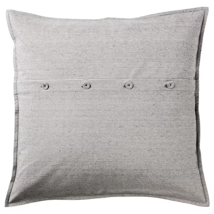 KRISTIANNE Cushion cover, white/dark grey striped, 50x50 cm