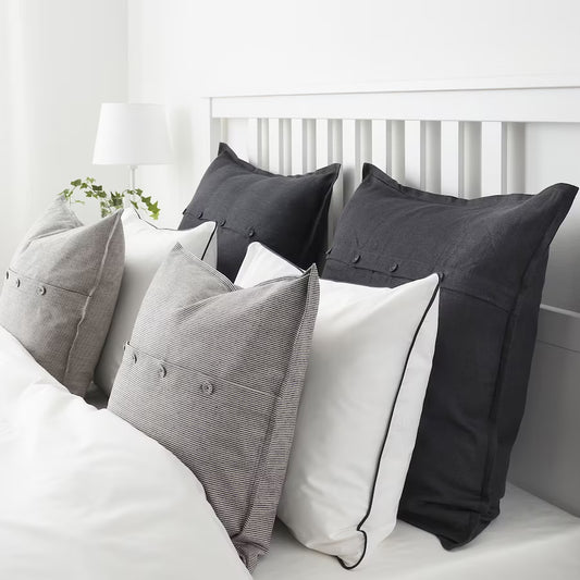 KRISTIANNE Cushion cover, white/dark grey striped, 50x50 cm