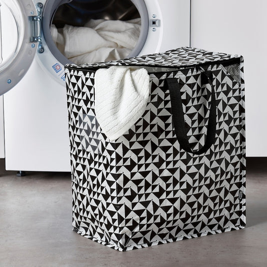 KNALLA Bag, black/white, 40x25x47 cm/47 l