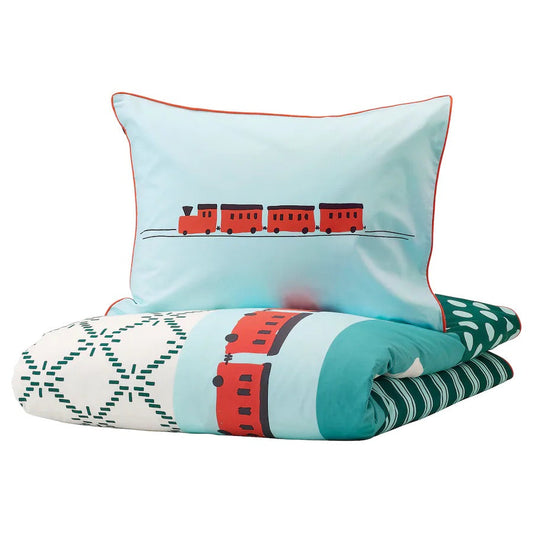 KÄPPHÄST Duvet cover and pillowcase, patchwork/toys150x200/50x80 cm