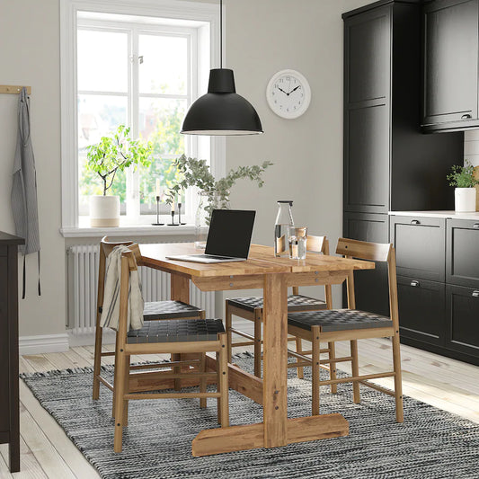 [pre-order] NACKANÄS / NACKANÄS Table and 4 chairs, acacia/acacia, 140 cm