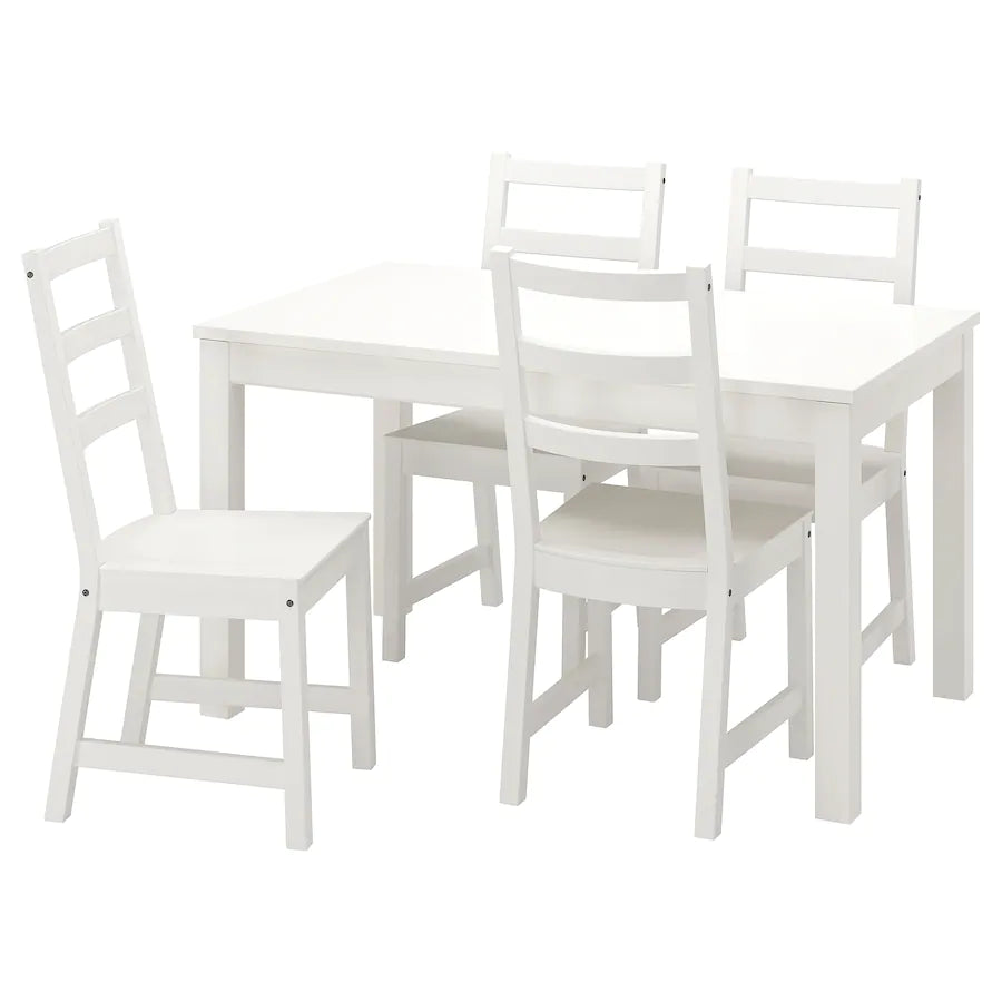 [pre-order] LANEBERG / NORDVIKEN Table and 4 chairs, white/white, 130/190x80 cm