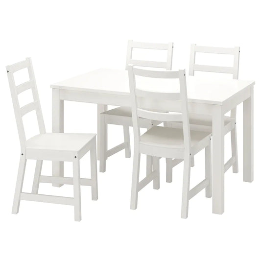 [pre-order] LANEBERG / NORDVIKEN Table and 4 chairs, white/white, 130/190x80 cm