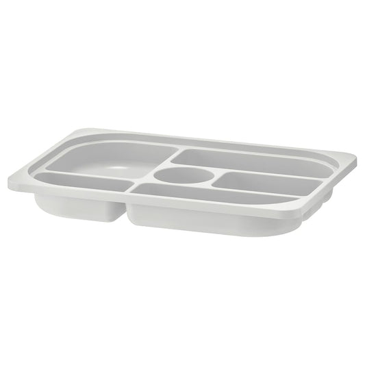 IKEA TROFAST Storage tray with compartments, grey/white/turquoise, 42x30x5 cm