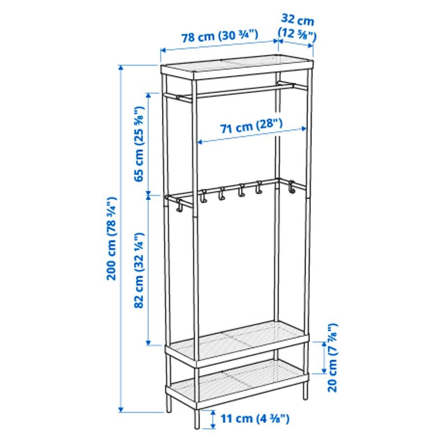 [pre-order] IKEA MACKAPÄR Coat rack with shoe storage unit, white, 78x32x200 cm