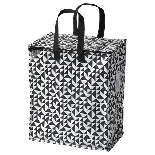 KNALLA Bag, black/white, 40x25x47 cm/47 l